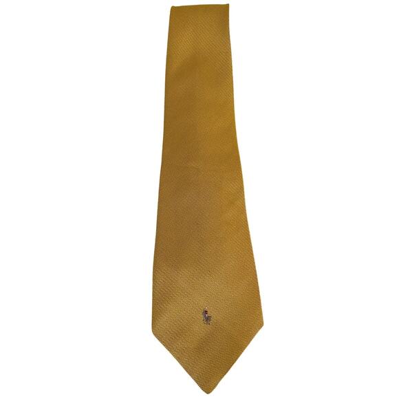 Polo Ralph Lauren Other - Polo Ralph Lauren Men's Vintage Yellow Herringbone Chevron 100% Logo Tie